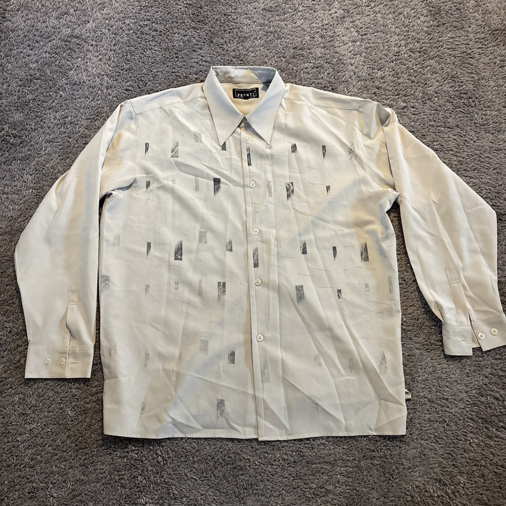 Retro Pronti Men's Shirt‎ Long Sleeve XXL Geometric Pattern Button Down